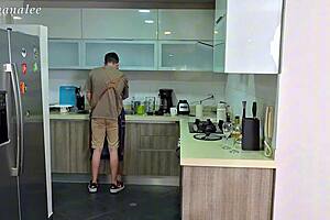 Stepson rips Latina milf's ass with brutal anal creampie pounding