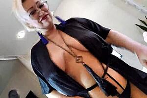 Aimee hot milf takes cock deep while her mature lady teases the family next door?