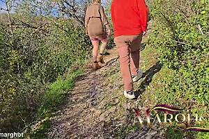 taboo stepmom caught squirting in forest, risky outdoor fuck!!