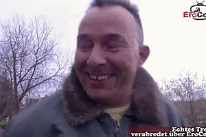 outgoing german redhead picked up for public sex interview