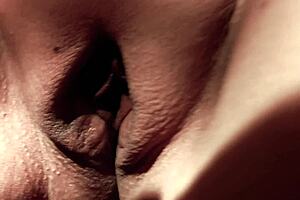 meaty cougar aunt spreads shaved gaping pussy lips wide