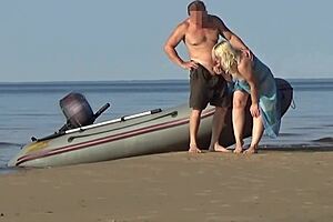 boatman spots hot plump tourist flashing curvy body then fucks her hard on beach publicly