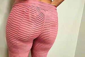 brazilian hotwife spanks huge ass red in tight leggings slowmo