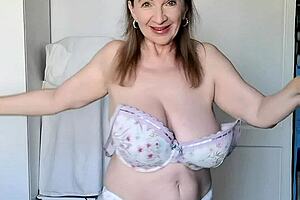 mature chubby cougar strips lingerie teases pussy with dildo while hubby's away pov