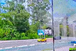 fitness milf flashes athletic tits and ass exhibitionist window tease jerk off fantasy