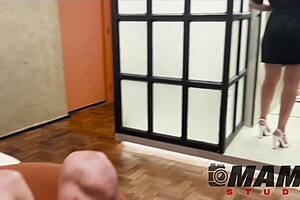 Stepmom catches stepson spying while changing then fucks him wildly