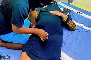 muslim hijab stepsis spreads pussy for toy play but bro picks wrong anal hole with plug