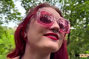 trixy the fiery redhead slut takes two rock hard cocks deep