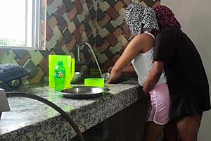 Indian desi couple enjoys homemade sex video right in their kitchen