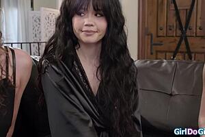 hairy brunette milf bound submissive takes anal whipping and lesbian domination