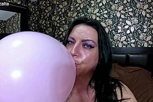 Mommy's satin balloon fetish teases nails before barefoot popping your load?