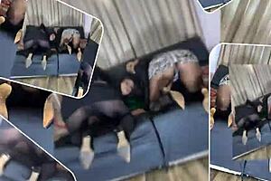 two lusty lesbians lick wet pussies till they cum on faces