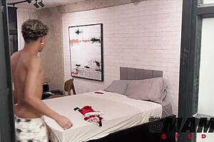 Stepmom catches stepson spying while changing then fucks him wildly