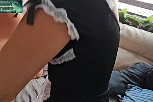Spying Horny Grandma Catches Latina Maid Bent Over And Pounds Her Juicy Ass Hard