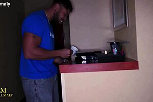 so this hotel milf receptionist lures three bbc's for dp gangbang piss shower chaos