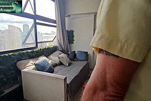 Spying Horny Grandma Catches Latina Maid Bent Over And Pounds Her Juicy Ass Hard