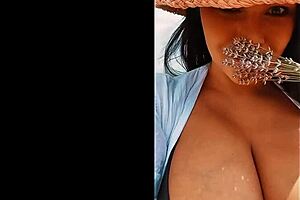 busty italian bimbo bombshell struts her stuff outdoors in spring