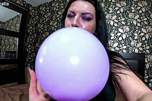 Mommy's satin balloon fetish teases nails before barefoot popping your load?