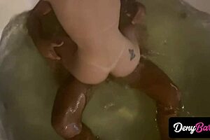 blonde milf shakes big ass in tub then takes cock deep