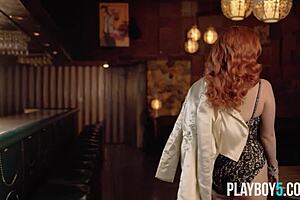 mature redhead milf minxie strips hairy pussy for playboy late night
