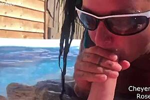 Bent Over Poolside Blowjob and Hard Doggystyle Pounding