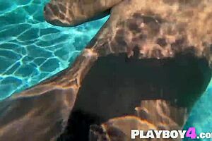 ana foxxx poses by pool then fingers big ass ebony pussy wet