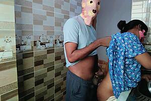 desi housewife feels the romantic thrill getting fucked deep in her kitchen by lover