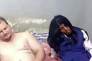 Hot 18YO Stepdaughter Masturbates for Stepdaddy Gets Cum on Petite Boobs