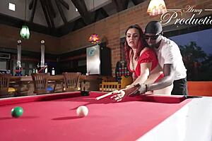 cheating milf drilled hard by bbc on public pool table