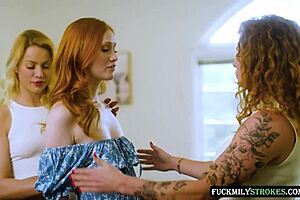 stepbrother fucks stepsister's perfect vagina while two big tits stepmoms teach deepthroat!