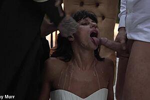 wanna see this bride's last mmf with two monster cocks before wedding?