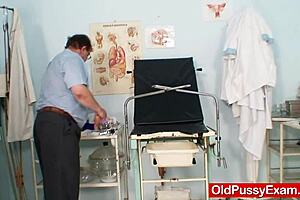 hairy granny tamara squirms during doctor's close-up exam