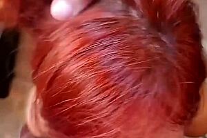 that naughty redhead squirted cum all over her pretty face during the intense homemade doggystyle pounding