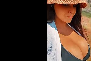 busty italian bimbo bombshell struts her stuff outdoors in spring