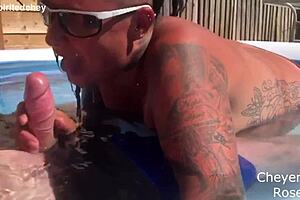 Bent Over Poolside Blowjob and Hard Doggystyle Pounding