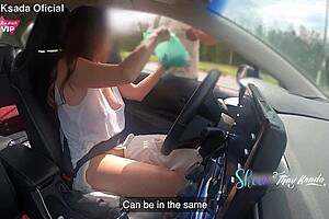 fruit vendor gropes hot wife's pussy at market.