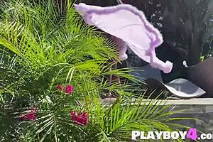 ana foxxx poses by pool then fingers big ass ebony pussy wet