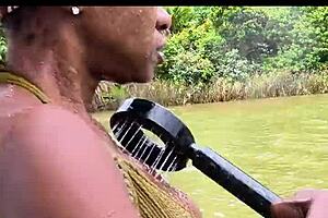 Jungle Bikini Bubbles And Exotic Ebony Views