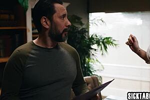 Desperate big tits milf drops to knees for rough blowjob