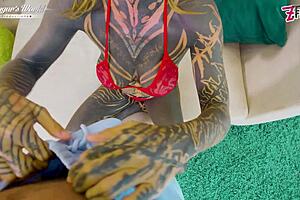 Behind scenes, tattooed Trinity gets POV creampie from lustful quickie fuck