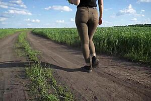 Sexy Milf Teases Tight Panties Jeans Lines Outdoors Ass Worship