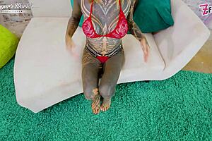 Behind scenes, tattooed Trinity gets POV creampie from lustful quickie fuck