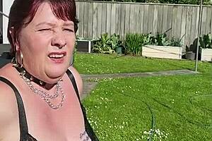 Drunk trashy slut spits, pisses on grass before master toe fucks her hard?