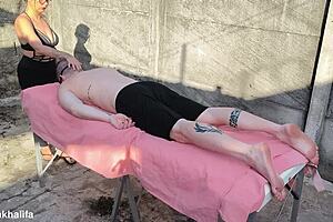 Mommy milf gropes huge cock machine fucks wet pussy in taboo massage