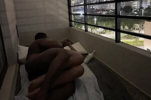 Cute Brunette Fucked Hard On Hotel Balcony By Amateur Couple!