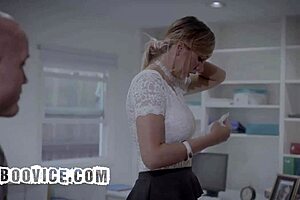 Blonde Secretary's Shaved Pussy Craves Horny Boss Pounding