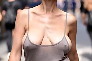busty milfs bounce massive natural tits braless outdoors compilation