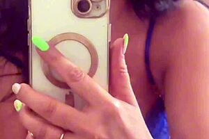 Mirror Tease: Stepmom's Squirt Stains Blue Lace Lingerie