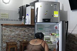who rips clothes bends fat ass over fridge for monster cock pounding??
