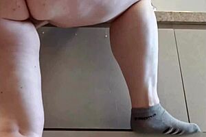 naughty canadian maid flashes big tits to stepbro in kitchen